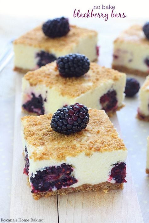 No bake blackberry bars recipe Blackberry Bars Recipes, Blackberry Bars, Blackberry Recipes, Bars Recipe, Cheesecake Bars, Yummy Sweets, How Sweet Eats, Eat Dessert, Fruit Desserts