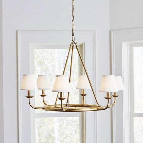 Leigh 6-Light Chandelier with Shades Antique Brass Chandelier, 6 Light Chandelier, Designer Shades, Outdoor Furniture Covers, Florida House, Room Idea, Idea Board, Chandelier Shades, Small Dining