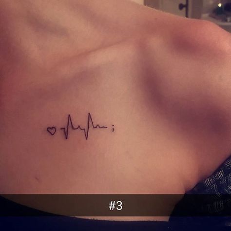 #3 #tattoo #girl #collarbone #semicolonproject416 #heartbeat #love @PRDRockstars Tattoo Designs For Couples, Charlie Tattoo, Heartbeat Tattoo With Name, Healthcare Tattoo, Heartbeat Tattoos, Heartbeat Tattoo Design, Baby Tattoo Designs, Heartbeat Tattoo, Dad Tattoo