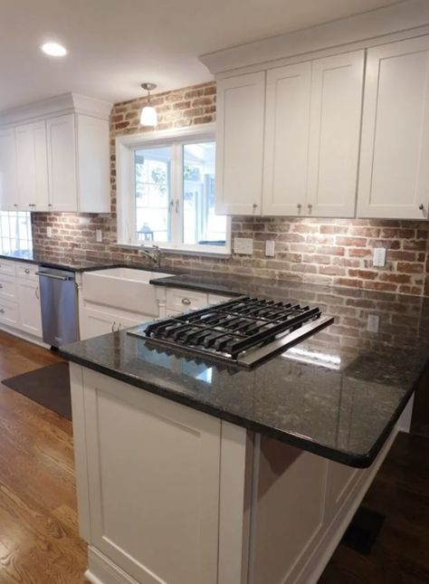 Bohemian Condo, Brick Ideas, Outdoor Kitchen Countertops, Kitchen Countertop Materials, Brick Tile, Brick Backsplash, Reclaimed Brick, Granite Countertops Kitchen, Brick Flooring