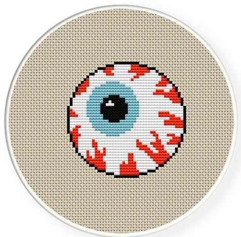 Eye Cross Stitch Pattern, Eye Cross Stitch, Unique Cross Stitch, Stitch Witchery, Eye Ball, Halloween Cross Stitch Patterns, Just Cross Stitch, Halloween Cross Stitches, Cross Stitch Pictures