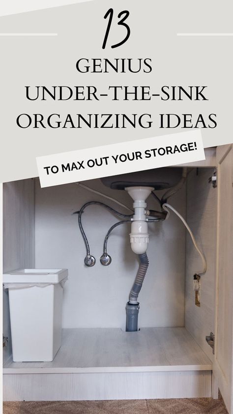 13 Genius Under-the-Sink Organizing Ideas to Maximize Your Storage Small Shelf For Bathroom, Under Sink Shelf Diy, How To Store Bath Towels Under Sink, Bathroom Cabinet Organization Dollar Tree, Bathroom Cabinets Storage Under Sink Organizing Ideas, Storing Towels Under Bathroom Sink, Bathroom Sink Shelf Ideas, Bathroom Supplies Organization, Rv Under Sink Storage Ideas