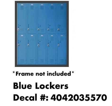 {Not Mine!} Locker Codes Bloxburg, Bloxburg Lockers, Bloxburg School Cafeteria, Bloxburg Locker Decal Codes, Bloxburg Boarding School Layout, Bloxburg School Layouts, Bloxburg School Decal Codes, Bloxburg Painting, Bloxburg School