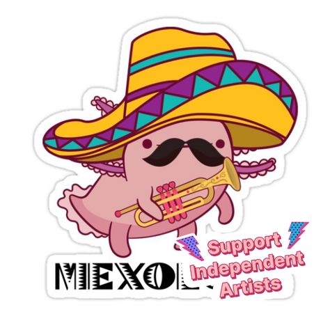 Decorate laptops, Hydro Flasks, cars and more with removable kiss-cut, vinyl decal stickers. Glossy, matte, and transparent options in various sizes. Super durable and water-resistant. Funny Mexico Cinco De Mayo outfit with a kawaii axolotl with a mexican mustache, a sombrero and a trumpet. Mexolotl. Sombrero Outfit, Mexican Mustache, Mexican Axolotl, Kawaii Axolotl, Design Sticker, Decorate Laptops, Kiss Cut, Vinyl Decal Stickers, Vinyl Decal