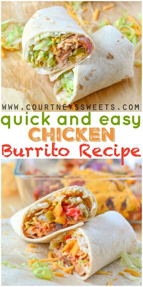 Easy Chicken Burritos, Chicken Burrito Recipe, Easy Burrito Recipe, Using Rotisserie Chicken, Burrito Recipe Chicken, Burrito Recipe, Chicken Burrito, Burritos Recipe, Chicken Burritos