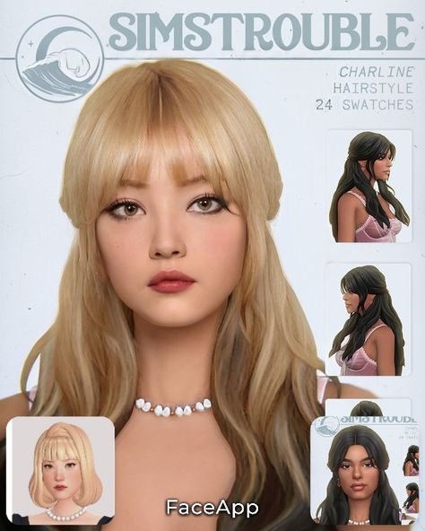 Sims4 Blonde Hair Cc, Ts4 Straight Hair Cc, Sims 4 Cc Chinese Makeup, Blonde Sims 4 Cc, Sims 4 Cc Hair With Highlights, Blonde Hair Sims 4 Cc, Sims 4 Cc Coquette Hair, Avatar Sims 4 Cc, Sims 4 Hair With Bangs