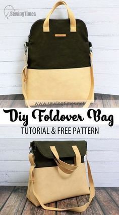 Purse Designs Patterns, Leather Backpack Diy Pattern, Diy Foldover Bag, Canvas Purse Diy, Sewing Canvas Bag, Free Pattern Bag Sewing, Handbag Tutorial Sewing, Sewing A Backpack, Purse Diy Pattern