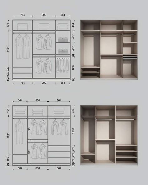 Wardrobe Design Dimensions, Wall Closet Designs Layout, Wardrobe Internal Layout, Wardrobe Layout Design, Dressing Room Dimensions, Dressing Dimensions, Wardrobe Interior Layout, Wardrobe Layout, Wardrobe Internal Design