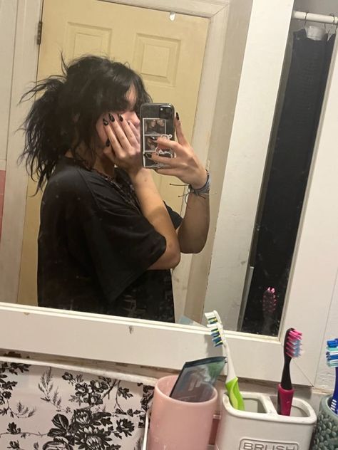 Black Hair, Mirror, Hair, Black