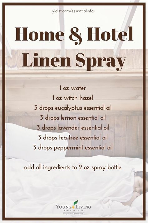 Hotel Linen, Essential Oil Diffuser Blends Recipes, Essential Oil Spray, Diy Essentials, Diy Kosmetik, Essential Oil Blends Recipes, Diffuser Recipes, Essential Oil Diffuser Blends, Oil Diffuser Blends