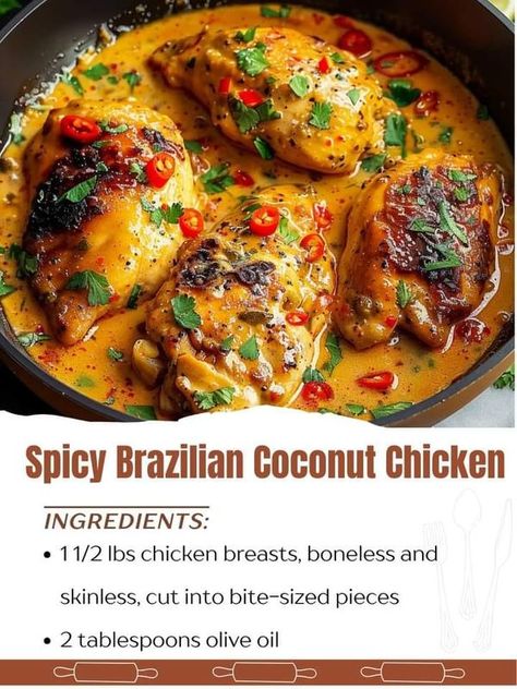 WORLDS BEST TASTY RECIPES | Spicy Brazilian Coconut Chicken | Facebook Brazilian Chicken, Coconut Chicken, Spicy Recipes, Chicken Breast Recipes, World's Best, Fried Chicken, Chicken Breast, Chicken Dishes, Coconut