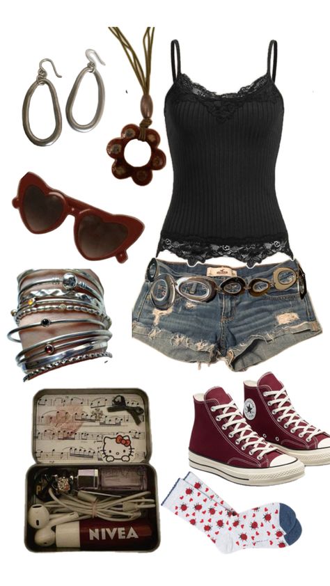 Red summer outfit ideas cute cute hello kitty Altoids wallet 🤭🤭🤭 Red Converse Outfit Ideas, Outfits To Wear With Converse, Red Y2k Outfit, Converse Outfit Ideas, Red Converse Outfit, Hello Kitty Style, Hello Kitty Outfit, Altoids Wallet, Outfit Ideas Cute