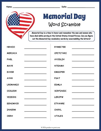 Free Printable Memorial Day Word Scramble Magic Squares Math, Pencil Games, Thanksgiving Puzzle, Puzzle Worksheet, Scramble Words, Printable Mazes, Word Puzzle, Number Puzzles, Printable Puzzles