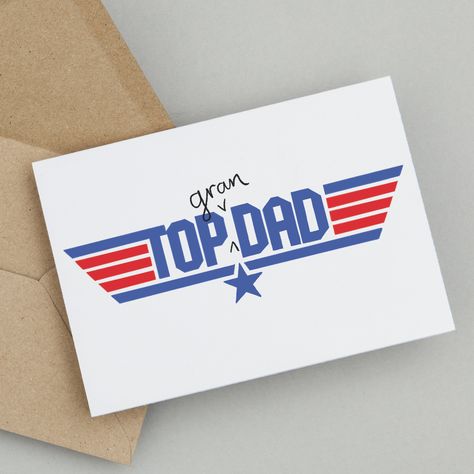 Grandad will love this fun card which references the 1986 smash hit movie Topgun. Make him feel like an ace pilot with this retro card! Ideal for Father's day or Grandad's birthday. This card is also perfect for a new Grandad on the birth of his first grandchild.   This design is also available as a mug  X COPYRIGHT : so close ltd. Designed, printed and packed in the UK  Printed on 300gsm matt card, supplied with an envelope. A6 - 105mm x 148mm Grandad Birthday Card, Father's Day Illustration, Diy Father's Day Cards, Happy Fathers Day Cards, Grandad Birthday, First Grandchild, Etsy Cards, Movie Birthday, Homemade Birthday Cards