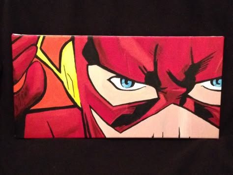 Acrylic on canvas - The Flash (first in a series I'm working on) Flash Painting Canvases, The Flash Painting Ideas, The Flash Painting, Flash Painting, Halloween Skeleton Makeup, Wall Drawings, Paintings Ideas, Skeleton Makeup, Small Canvas Paintings