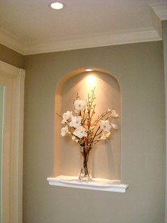 Niche design Basement Niche Ideas, Wall Alcove Decor Ideas, Arched Niche Decor, Wall Arches Decor Ideas Living Room, Wall Indent Decor Ideas, Wall Alcove Decor, Large Niche Decor Ideas, Wall Niche Ideas Entryway, Wall Nook Decorating Ideas