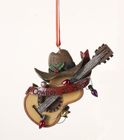 Cowboy at Heart Guitar Ornament Western Ornaments, Western Christmas Decorations, Cowgirl Christmas, Horse Room, Christmas Cowboy, Themed Ornaments, Cowboy Christmas, Western Hat, Celebrating Christmas