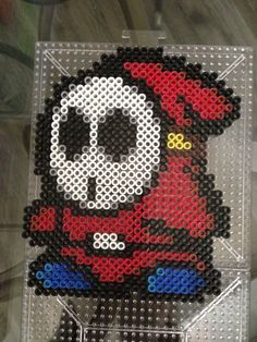 Shy guy Mario perler beads by S Sharda Shy Guy Perler Bead Patterns, Shy Guy Perler Beads, Perler Bead Mario Patterns, Shy Guy Mario, Mario Perler Bead Patterns, Mario Perler Beads, Perler Bead Mario, Perler Creations, Pokemon Perler Beads