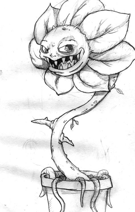 Evil Flower Tattoo, Tattoo Designs Love, Evil Flower, Flower Sketch Pencil, Scary Drawings, Love Nikki, Flower Sketch, Trippy Drawings, Creepy Drawings