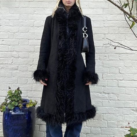 Women Fur Coat, Fur Trench Coat, Afghan Coat, Penny Lane Coat, Mongolian Fur, Boho Mode, Black Wool Coat, Classic Trench Coat, Langer Mantel