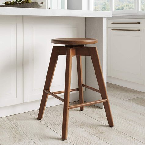 AmazonSmile: Nathan James Amalia Backless Kitchen Counter Height Bar Stool, Solid Wood with 360 Swivel Seat, Antique Coffee/Brown: Kitchen & Dining Kitchen Counter Height, Island Bar Stools, Farmhouse Bar Stools, Chrome Bar Stools, Metal Counter Stools, Nathan James, Bar Stools Kitchen Island, Solid Wood Kitchens, Wood Kitchen Island