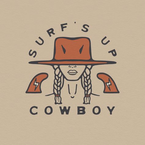 Surf's Up Cowboy | Art of Anomie Western Graphics Design, Simple Cowgirl Drawing, Coastal Cowgirl Quote, Cosmic Cowgirl Tattoo, Coastal Cowgirl Graphic, Coastal Cowgirl Illustration, Surfs Up Cowgirl, Coastal Cowgirl Painting, Coastal Cowgirl Branding