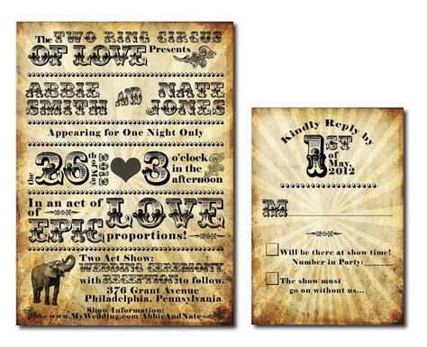 invite Broadway Show Nyc, Carnival Wedding Invitations, Broadway Wedding, Vintage Carnival Party, Vintage Carnival Wedding, Vintage Circus Theme, Circus Invitations, Wedding Throw, Carnival Invitations