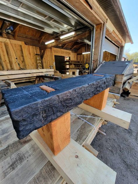 Serenity Bench Shou Sugi Ban Timber Frame Hand Hewn - Etsy Timber Frame Furniture, Wood Beam Entryway, Beam Entryway, Shugi Ban, Log Bench, Wood Bench Outdoor, Burned Wood, Wood Seating, Wood Beam