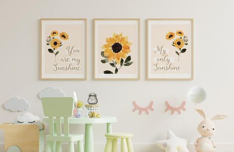 Sunflower Room, Sunflower Nursery, Sunshine Wall Art, Bee Nursery, My Only Sunshine, Nursery Frames, Yellow Nursery, Nursery Room Inspiration