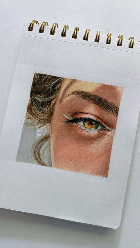 Eye Drawing Creative, Coloured Portrait Drawing, Color Pencil Drawing Face, Colour Pencil Drawing Aesthetic, Realistic Colour Pencil Drawing Ideas, Colour Pencil Art Portrait, Pen Colour Drawing, Eye Colour Drawing, Colour Pencils Sketches