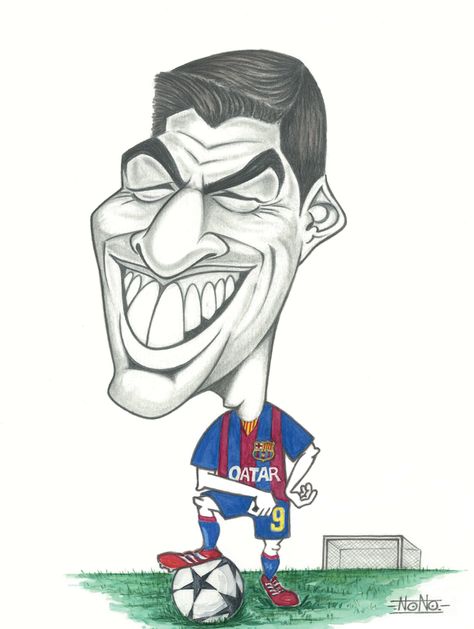 519. Caricature: Louis Suarez Louis Suarez, Carry Catcher, Football Fanart, Soccer Shots, Drawing Figures, رسم كاريكاتير, 1957 Chevy Bel Air, Caricature Sketch, Cool Halloween Makeup