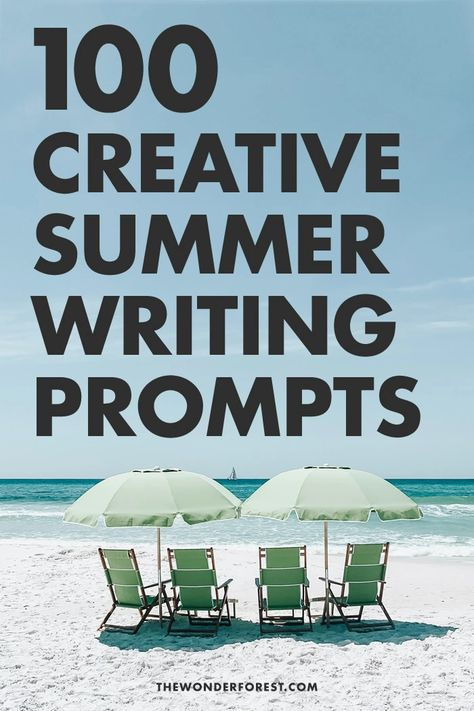 100 Creative Summer Writing Prompts - Wonder Forest Summer Writing Prompts, Summer Camp Counselor, Wonder Forest, Summer Thunderstorm, Summer Writing, The Sound Of Waves, Important Life Lessons, Summer Jobs