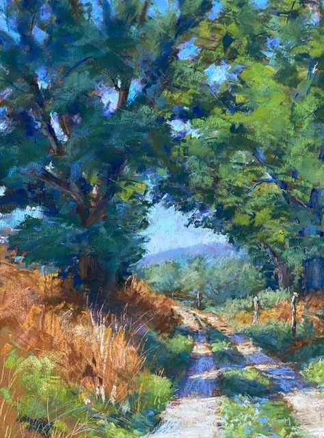 Pastel Impressionism, Impressionist Paintings Landscape, Impressionism Landscape, Countryside Paintings, Tree Paintings, Painting Pastel, Pastel Landscape, Impressionism Art, Impressionist Paintings