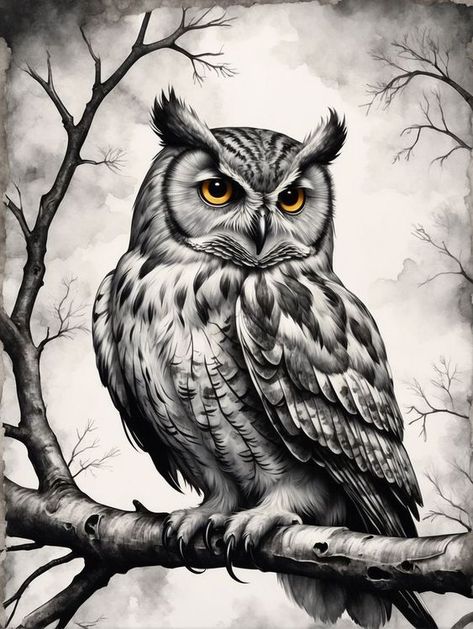 Realistic Owl Tattoo Men, Owls Paintings, Owl Tattoo Men, Cryptic Tattoos, 1975 Tattoo, Realistic Owl Tattoo, Owl Tattoo Drawings, Realistic Animal Drawings, Owl Sketch