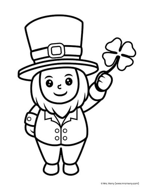 Leprechaun St. Patrick's Day Coloring Page - Mrs. Merry Leprechaun Coloring Page, Leprechaun Clipart, Tumblr Coloring Pages, Fnaf Coloring Pages, St Patrick Day Activities, Paw Patrol Coloring, Paw Patrol Coloring Pages, Lucky Symbols, Detailed Coloring Pages