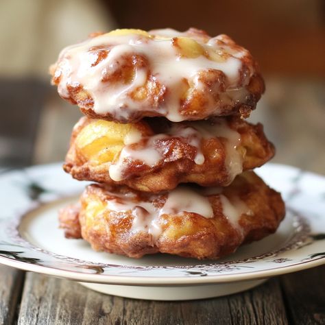 Baked Apple Fritters Baked Apple Fritters Oven, Baked Fritters, Fritter Bites, Sausage Breakfast Muffins, Baked Apple Fritters, Best Biscuit Recipe, Apple And Cinnamon, Apple Bars, Apple Fritter