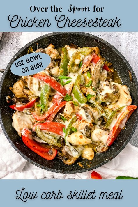 Healthy Chicken Cheesesteak, Philly Cheesesteak Bowls Healthy, Chicken Cheesesteak Bowl, Chicken Philly Bowl, Chicken Philly Cheesesteak Bowl, Chicken Philly Cheesesteak Skillet, Chicken Cheesesteak Recipe, Chicken Philly Cheesesteak, Chicken Cheesesteak