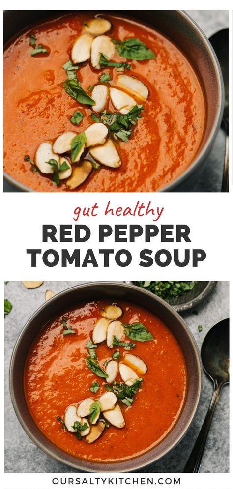 Tomato Red Pepper Soup, Roasted Red Peppers Recipes, Red Pepper Tomato Soup, Red Pepper And Tomato Soup, Pepper And Tomato Soup, Red Pepper Recipes, Roasted Red Pepper Soup, Red Pepper Soup, Canned Tomatoes