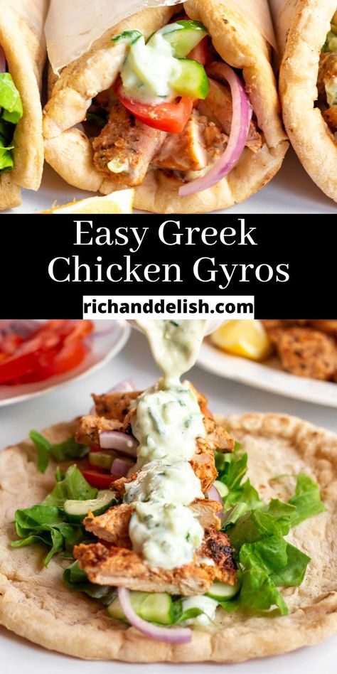 Recipes Using Red Wine Vinegar, Greek Chicken Gyros, Chicken Gyro Marinade, Grilled Chicken Gyros, Chicken Gyros Oven, Chicken Gyro Recipe Marinade, Easy Chicken Gyro Recipe, Chicken Gyro, Greek Chicken Gyros Oven