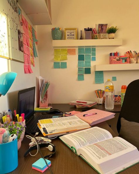 study things Study Afternoon Aesthetic, Study Aesthetic Colorful, Colorful Study Aesthetic, Topper Aesthetic Study, Summer Study Aesthetic, Medico Aesthetic, Colourful Study, Study Space Aesthetic, Kids Study Room Ideas