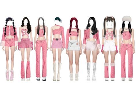 Kpop Stage Outfits Ideas 8 Members, 9 Members Outfits, New Era Outfit, Cute Airport Outfit, Cute Edgy Outfits, Korean Outfits Kpop, Egirl Fashion, Kpop Concert Outfit, Angel Outfit