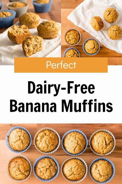 Dairy-Free Banana Muffins Recipe Dairy Free Banana Muffins, Banana Muffins Recipe, Almond Crunch, Banana Nut Muffins, Banana Muffin Recipe, Chocolate Cookie Dough, Dessert Toppings, Cinnamon Banana, Banana Muffins