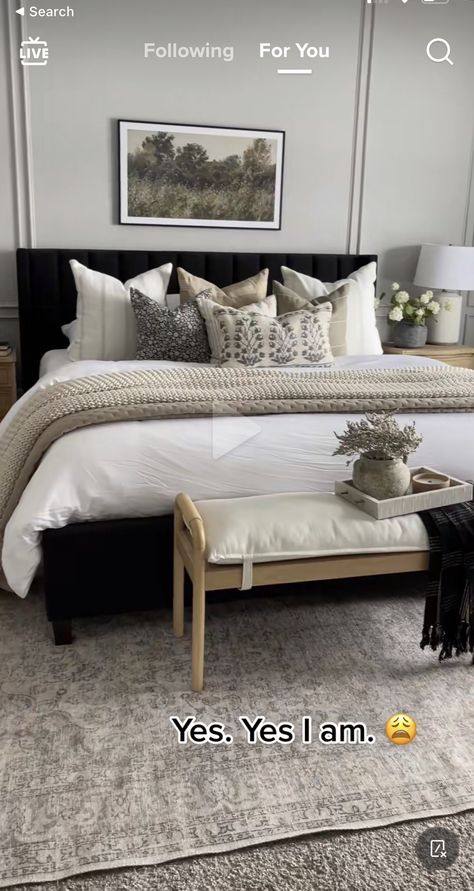 Charcoal Upholstered Headboard, Bedroom Ideas Dark Grey Headboard, Dark Grey Headboard Bedroom Ideas Cozy, Gray King Bedding Ideas, Charcoal Headboard Bedroom, Dark Grey Bed Frame, Dark Grey Headboard Bedroom Ideas, Grey Bed Frame, Fabric Bed Frame