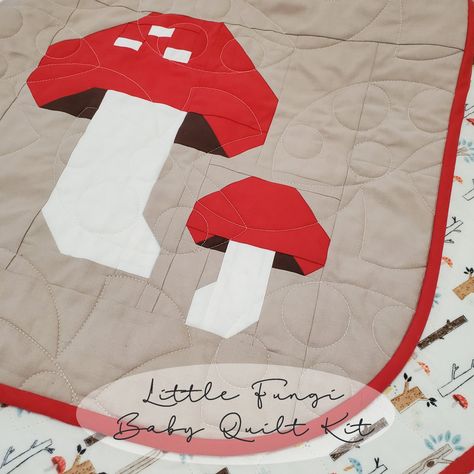 Little Fungi Baby Quilt - Mushroom Baby Quilt Kit Mushroom Quilt, Baby Quilt Kit, Paper Quilt, Animal Quilts, Cozy Flannel, Quilt Kit, Pen And Paper, Baby Quilt, Forest Animals