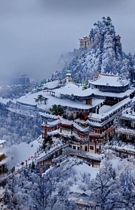 Support me please ⤵️ Laojun Mountain, China Scenery, Mountain China, Ancient Chinese Architecture, Best Vacation Destinations, Asian Architecture, Nature Architecture, Scenery Nature, Fantasy City