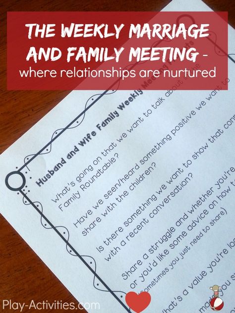 Simple way to keep positive conversation going within the family with a weekly marriage and family meeting. Grab the free printable for your next conversation at play-activities.com Connect With Your Spouse, Marriage Meeting, Family Meetings, Travelling Tips, Family Meeting, Family Rules, Family Therapy, Family Matters, Family Bonding