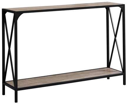 Monarch Specialties ACCENT TABLE - 48 L / DARK TAUPE / BLACK HALL CONSOLE Black Metal Console Table, Black Metal Console, Entryway Narrow, Brown Laminate, Narrow Sofa, Console Entryway, Metal Accent Table, Black Console Table, Metal Console Table