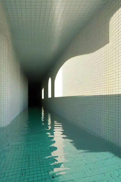 Pool Dreamcore, Poolrooms Liminal Spaces, Dreamcore Architecture, Dreamcore Aesthetic, Pool Room, Liminal Space, Pool Rooms, Dreamcore Weirdcore, Dream Pools