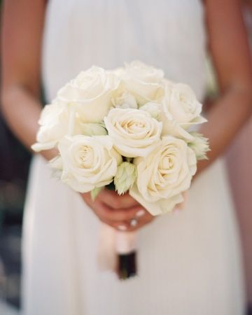 Small Rose Bridal Bouquet, Bridesmaid Bouquet All White, Petite White Rose Bouquet, Bridesmaid Bouquet With Black Dress, Bridal And Bridesmaid Bouquets, White Roses Bridesmaid Bouquet, Round Bridesmaid Bouquet, Cream Roses Bouquet, White Rose Bridesmaid Bouquet