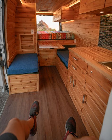 Boho Van, Van Layouts, Kombi Food Truck, Promaster Camper Van, Boho Camper, Custom Camper Vans, Cedar Paneling, Van Conversion Interior, Build A Camper Van